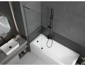 Mexen Next, vaňová zástena 1-krídlová 60 x 150 cm, fixné krídlo, 6 mm číre sklo, brúsený grafit profil, 895-060-000-03-00-66