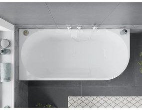 Mexen Mia, voľne stojaca rohová vaňa, lavá, 160 x 75 cm, biela, biely prepad, 52691607500L-20