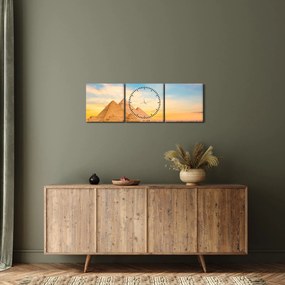 Obraz egyptských pyramíd (s hodinami) (90x30 cm)