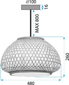 Toolight Natural, závesné stropné svietidlo 1xE27 APP1649-1CP, prírodná hnedá, OSW-05116
