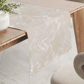 Biante Zamatový behúň na stôl Isabela IBL-018 Zlatý/dymový mramor na púdrovo béžovom 45x160 cm