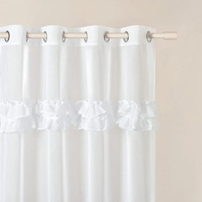 Biela záclona FRILLA s volánmi na stieborné priechodky 400 x 250 cm