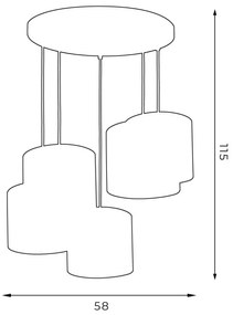 Luster na lanku ARDEN 5xE27/60W/230V čierna/biela