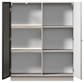 Vitrína Lorini 100 cm na sokli - kašmírová / čierna úchytka G