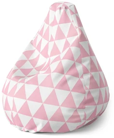 Sablio Sedací vak Pear Ružové a biele Trojuholníky - 140 x 100 x 25 cm