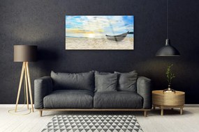 Skleneny obraz Szklane loďku plaża morze 140x70 cm