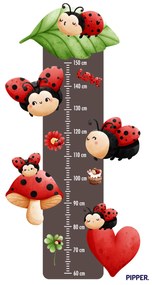 PIPPER. Textilná nálepka na stenu "Detský meter - Lienky"