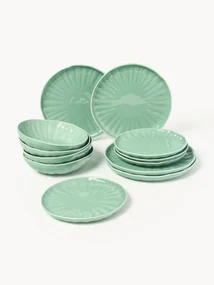Súprava riadu's reliéfom z porcelánu Sali, 4 osoby (12 dielov)