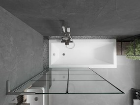 Mexen Next L, 1-krídlová vaňová zástena 100 x 150 cm, 6mm číre sklo-čierny vzor, chrómový profil, 895-100-000-03-77-01
