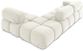 Biela zamatová modulárna rohová pohovka (pravý roh) Lokua – Makamii