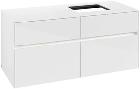 VILLEROY &amp; BOCH Collaro závesná skrinka pod umývadlo na dosku (umývadlo vpravo), 4 zásuvky, s LED osvetlením, 1200 x 500 x 548 mm, Glossy White, C130B0DH