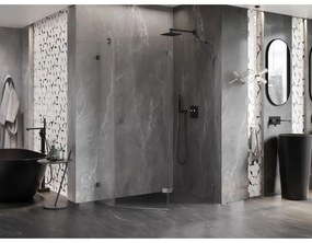 Mexen Lunar, pravý výklopný päťuholníkový sprchový kút 100 x 80 cm, 8mm číre sklo, profil grafit brúsený, 831-100P-080L-66-00-P