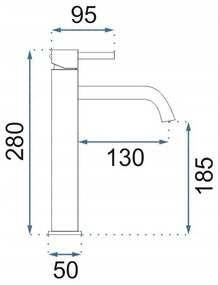 REA-B4526 - Umývadlová batéria LUNGO 28 cm, brúsené zlato