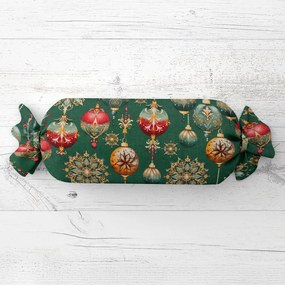 Biante Vankúš valec bonbon Sandra SA-529 Vianočné banky na zelenom 15x40 cm