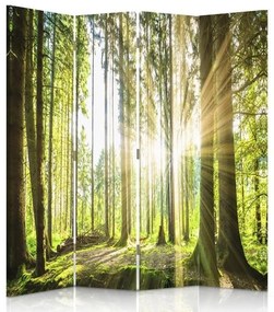 Ozdobný paraván Zelený les - 145x170 cm, štvordielny, klasický paraván