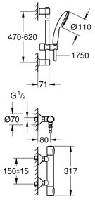 GROHE Precision Flow - Termostatická sprchová batéria so sprchovou súpravou, chróm 34800001