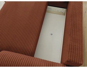 Menčestrová rozkladacia rohová pohovka v tehlovej farbe (ľavý roh) Lucien – Bobochic Paris