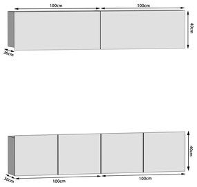 Obývacia stena 200 cm Belini biely lesk / šedý antracit Glamour Wood Imperium6  IMP 6/5/W/WGW1/0/0