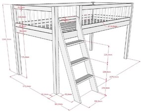 Vyvýšená detská posteľ z dubového dreva v prírodnej farbe 90x200 cm Forrest – Vipack