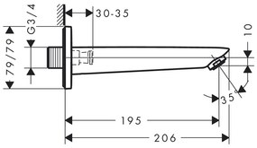 Hansgrohe Logis, vaňový výtok 195 mm, chrómová, HAN-71410000