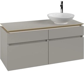 VILLEROY &amp; BOCH Legato závesná skrinka pod umývadlo na dosku (umývadlo vpravo), 4 zásuvky, 1200 x 500 x 550 mm, Soft Grey, B58200VK