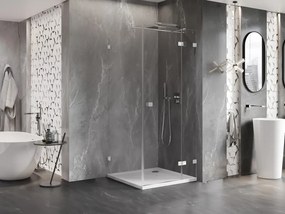 Mexen Lunar T, výklopný sprchový kút pravý 80 x 80 cm, číre sklo, chrómový profil, 834T-080-080-01-00-P