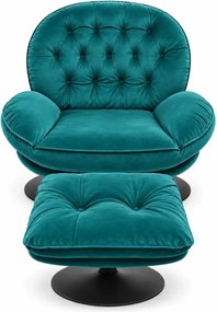 LuxuryForm DESIGN Otočné kreslo LUNA s podnožkou - zelené