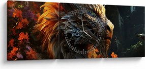 Obraz - Drak (s hodinami) (90x30 cm)