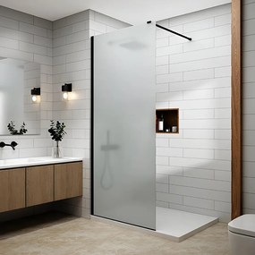 Walk-in Black zuhanyfal, s matným, pieskovaným sklom 140, 200cm, 8mm
