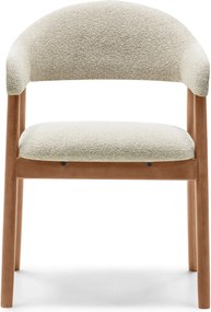 Čalúnená jedálenská stolička Sorento z masívu bouclé béžová/orech