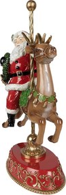 Červená vianočná dekorácia Santa na jelinku - 29*14*46 cm