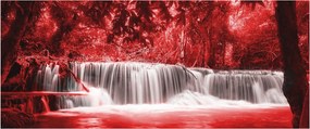 Obraz - Červený, vodopád (120x50 cm)
