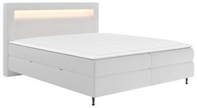 Kontinentálna posteľ s osvetlením Eurybia, Dostupné poťahy: Ekokoža Soft 017 (biela), Rozmer postele: 160x200