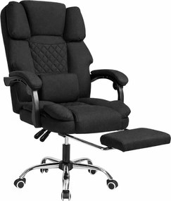 Ergonomické kancelárske kreslo s podnožkou a masážou - čierna textília