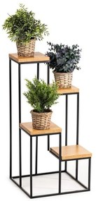 HowHomely Stojan na kvety KASKADA 70x34 čierna/hnedá HH-BL-13-BML-MDF