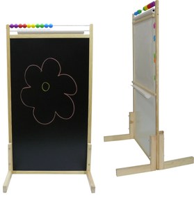 Detská magnetická a kriedová tabuľa s počítadlom a rolí papiera