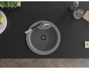 Mexen Diego, 1-komorový granitový drez 488x488x167 mm a drezová batéria Flora, šedá, 6512-71-670401-07-B
