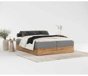 Boxspring posteľ s úložným priestorom v sivo-prírodnej farbe 160x200 cm Faro – Maison de Rêve
