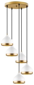 Luster na lanku YILDO 5xE27/40W/230V biela/zlatá