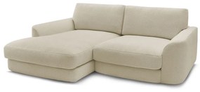 Béžová rohová pohovka z textílie buklé (ľavý roh/s leňoškou) Leonore – Bobochic Paris