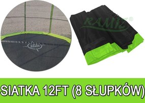 Ramiz Bezpečnostná sieť SkyRamiz pre záhradnú trampolínu 366cm/12FT, 8 tunelov na stĺpiky, zelená