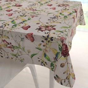 Biante Dekoračný štvorcový obrus PML-083 Kvety a motýle na béžovom 130x130 cm