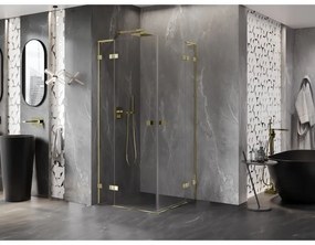 Mexen Lunar, L Duo výklopný sprchový kút 95 x 95 cm, 8mm číre sklo, zlatý profil, 834L-095L-095P-50-00