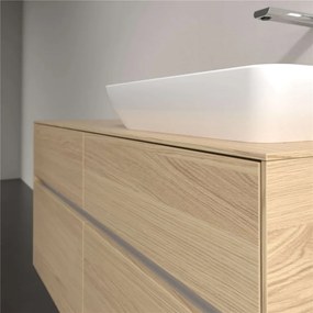 VILLEROY &amp; BOCH Collaro závesná skrinka pod umývadlo na dosku (umývadlo vpravo), 4 zásuvky, s LED osvetlením, 1200 x 500 x 548 mm, Nordic Oak, C114B0VJ