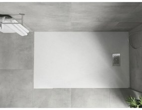 Mexen Hugo, obdĺžniková sprchová vanička SMC 140 x 70 cm, biela, oceľová krytka, 42107014-X