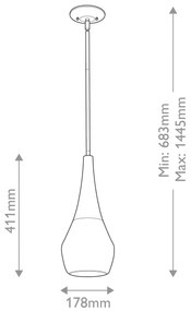 Kichler KL-DEELA-P-BK - Závesné svietidlo na tyči DEELA 1xE27/60W/230V priemer 17,8 cm čierna