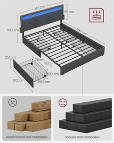 Manželská postel s LED osvetlením RMB828G02
