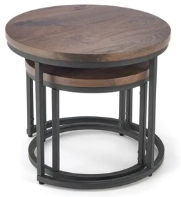 SADA 2x Konferenčný stolík OREO pr. 43/53 cm čierna/orech