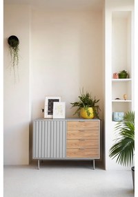 Nízka komoda v dekore duba v sivo-prírodnej farbe 108x80 cm Sierra – Teulat