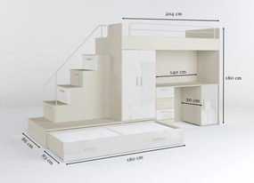 Detská posteľ Ruby V (kašmír + lesk biely) (s roštami). Vlastná spoľahlivá doprava až k Vám domov. 1121269